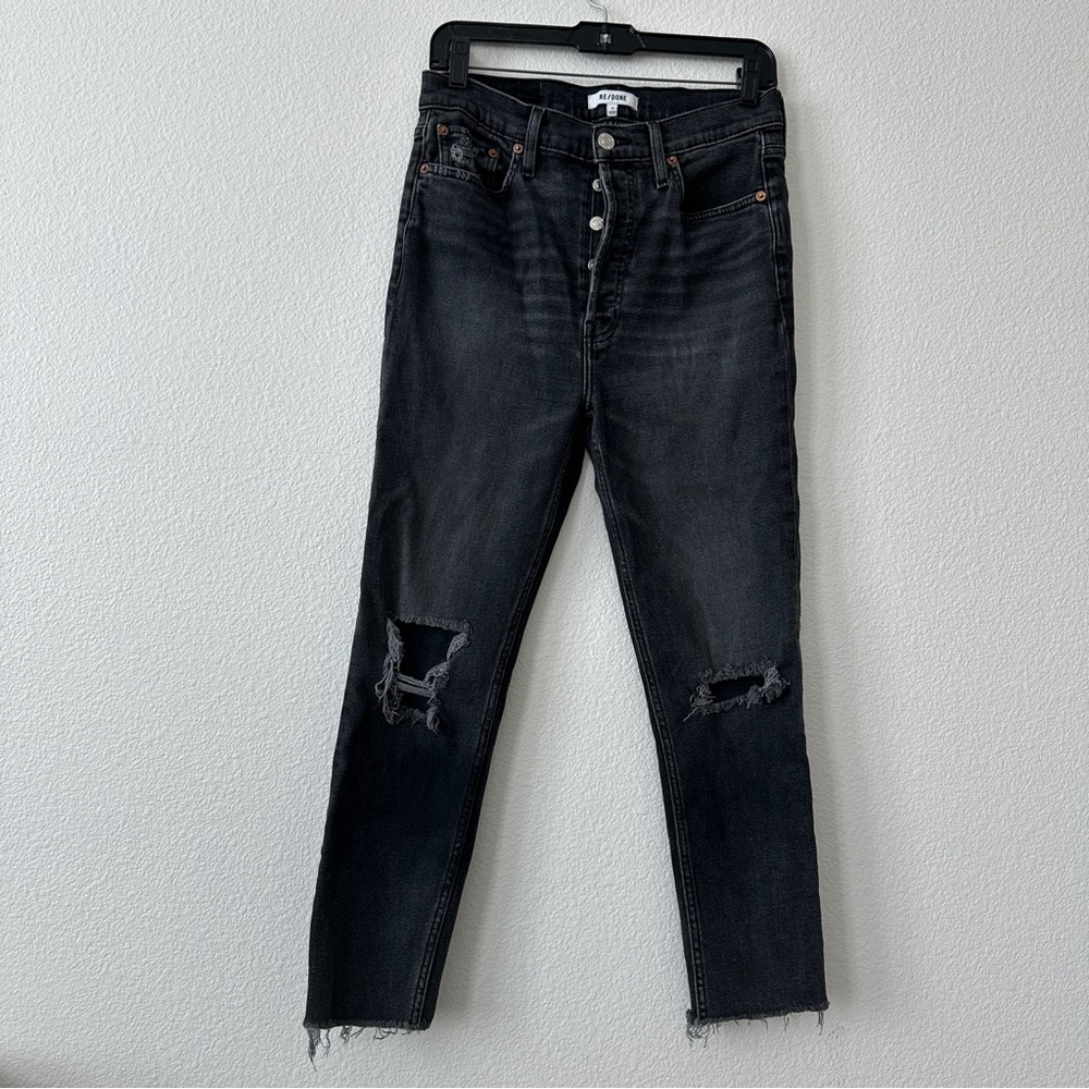 RE/DONE High Rise Cropped Skinny Jeans Women’s Size 29 Distressed Ankle Fryed